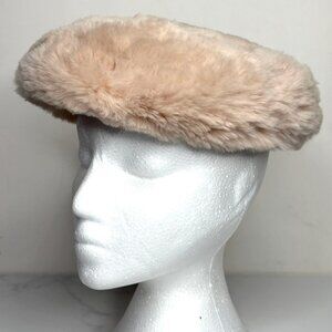 Vintage Filene’s Sheared Mink  Fur Beret Hat Beige 1950s–60s Mod Mid-Century MCM